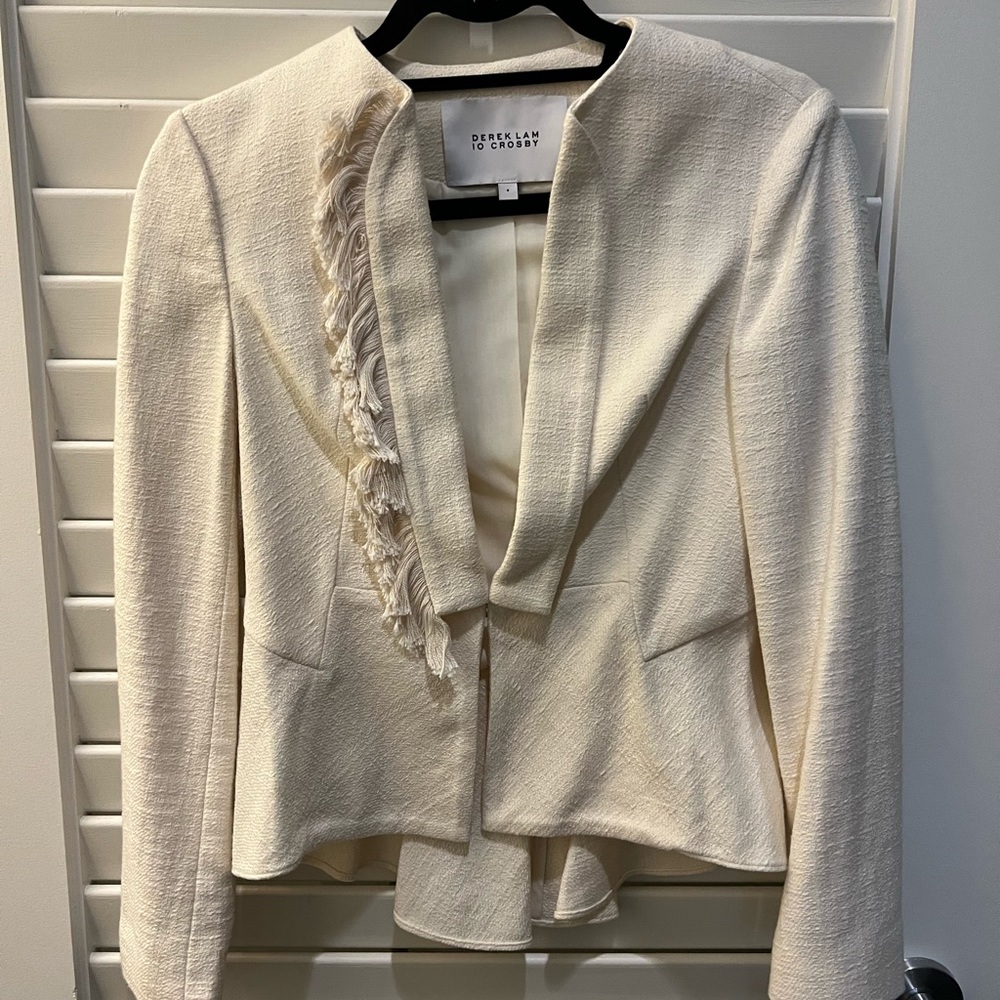 Derek Lam 10 Crosby cotton jacket with fringe.